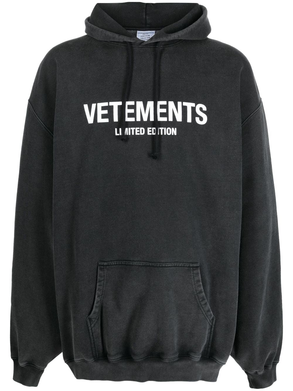 VETEMENTS Logo Limited Edition Hoodie Washed Black - MAISONDEFASHION.COM