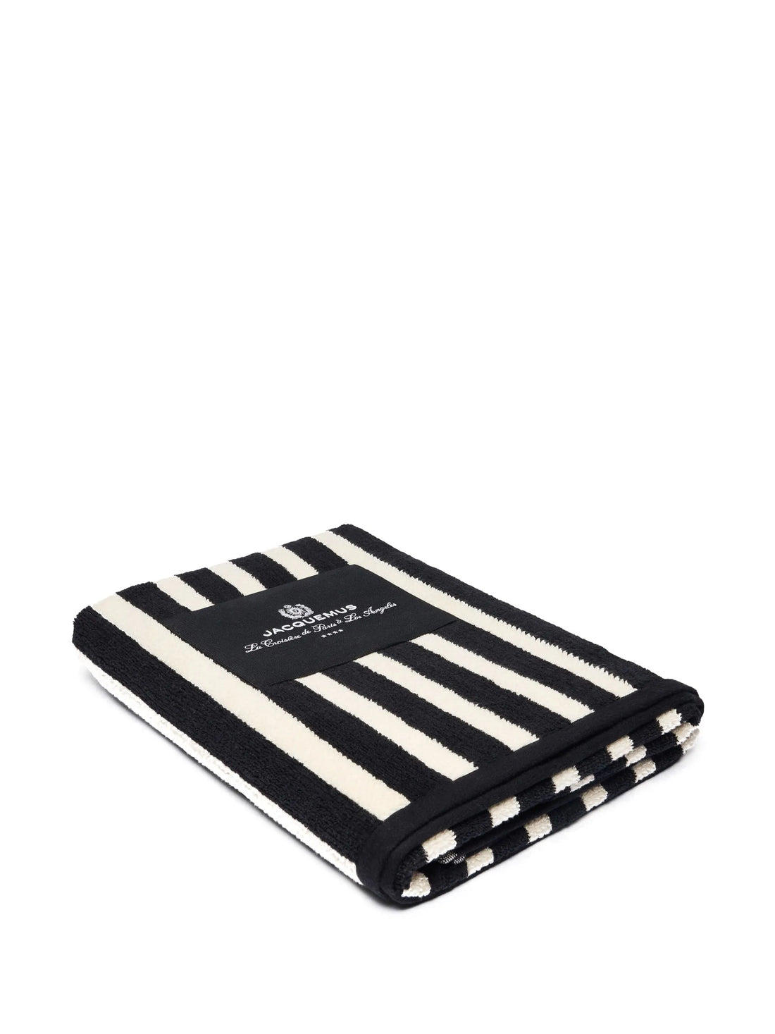JACQUEMUS Striped Beach Towel Black - MAISONDEFASHION.COM