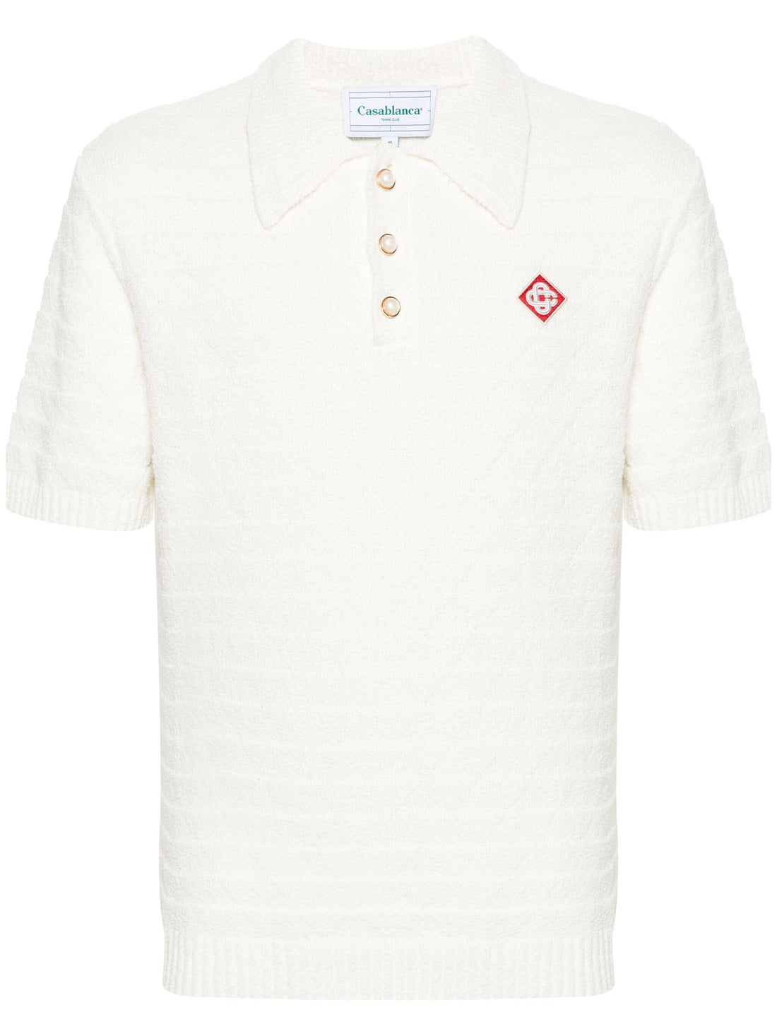 CASABLANCA MEN Triangle Boucle Polo Shirt Off White - MAISONDEFASHION.COM