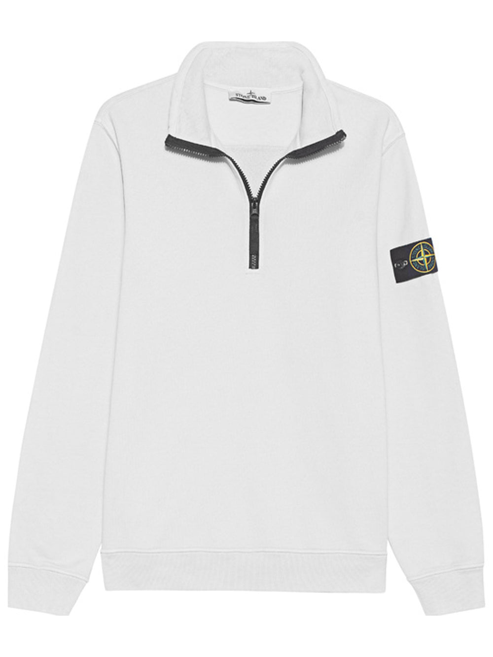 STONE ISLAND Quarter Zip Cotton Sweatshirt White