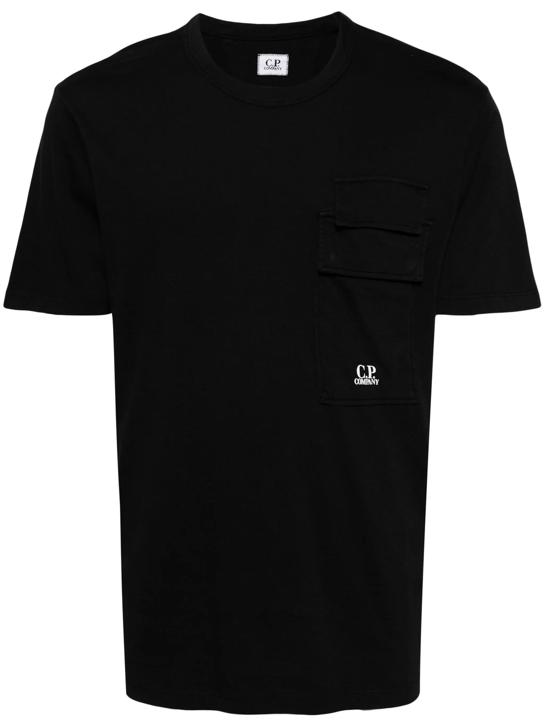 C.P. COMPANY Logo Graphic Print Pocket Cotton T-Shirt Black - MAISONDEFASHION.COM