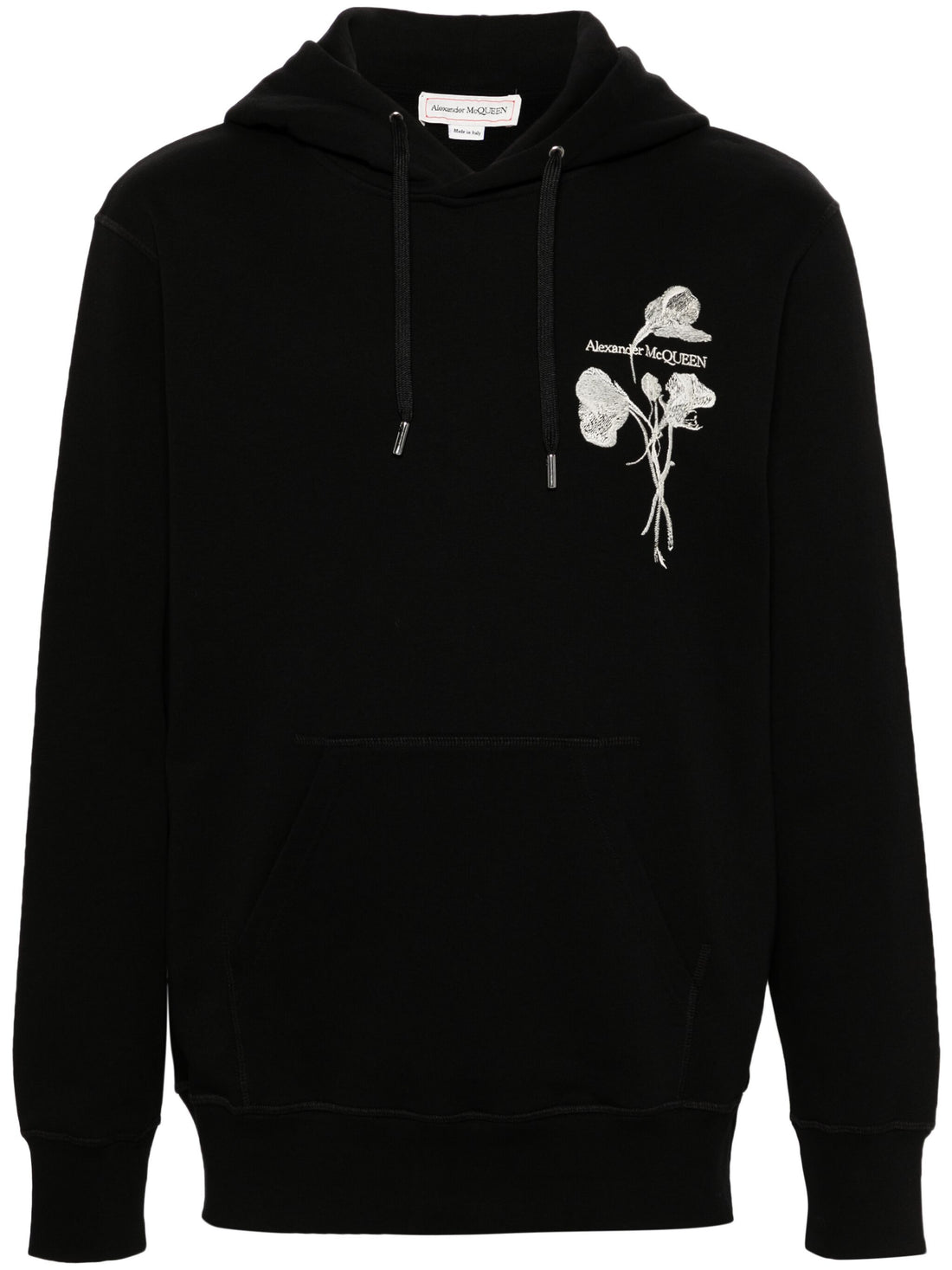 ALEXANDER MCQUEEN Logo Embroidered Hoodie Black