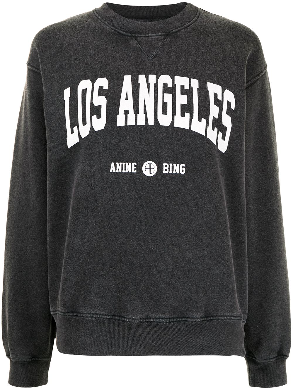 ANINE BING WOMEN Ramona Sweatshirt Los Angeles Washed Black - MAISONDEFASHION.COM