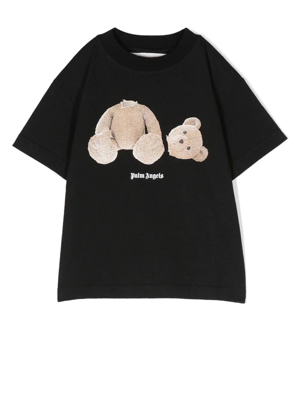 PALM ANGELS KIDS Bear T-Shirt S/S Black/Brown - MAISONDEFASHION.COM