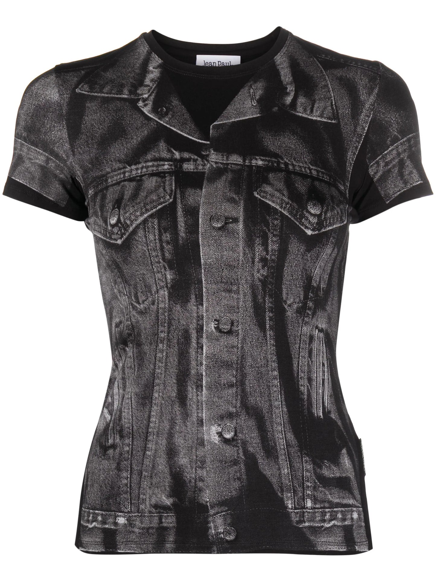 JEAN PAUL GAULTIER UNISEX Trompe L'oeil Jersey T-Shirt Black/Grey JEAN PAUL GAULTIER UNISEX Trompe L'oeil Jersey T-Shirt Black/Grey