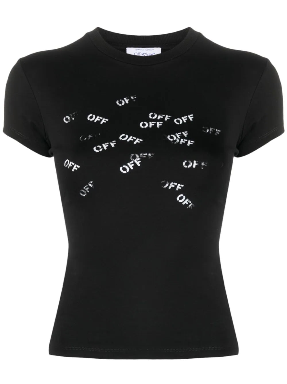OFF-WHITE WOMEN Multi OFF Stamp Logo T-Shirt Black/White - MAISONDEFASHION.COM