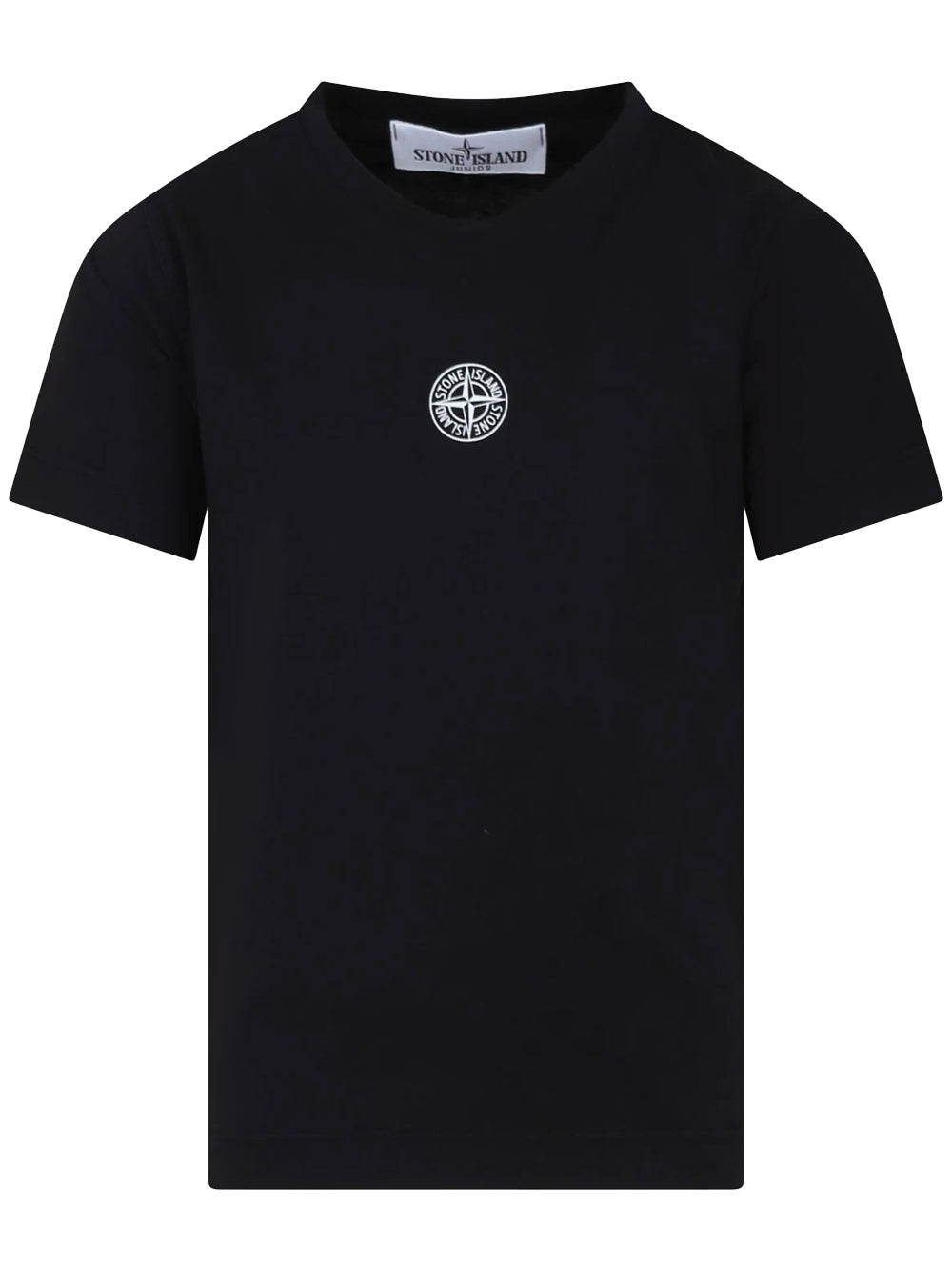 STONE ISLAND KIDS Logo Print Back Graphic Cotton T-Shirt Black - MAISONDEFASHION.COM