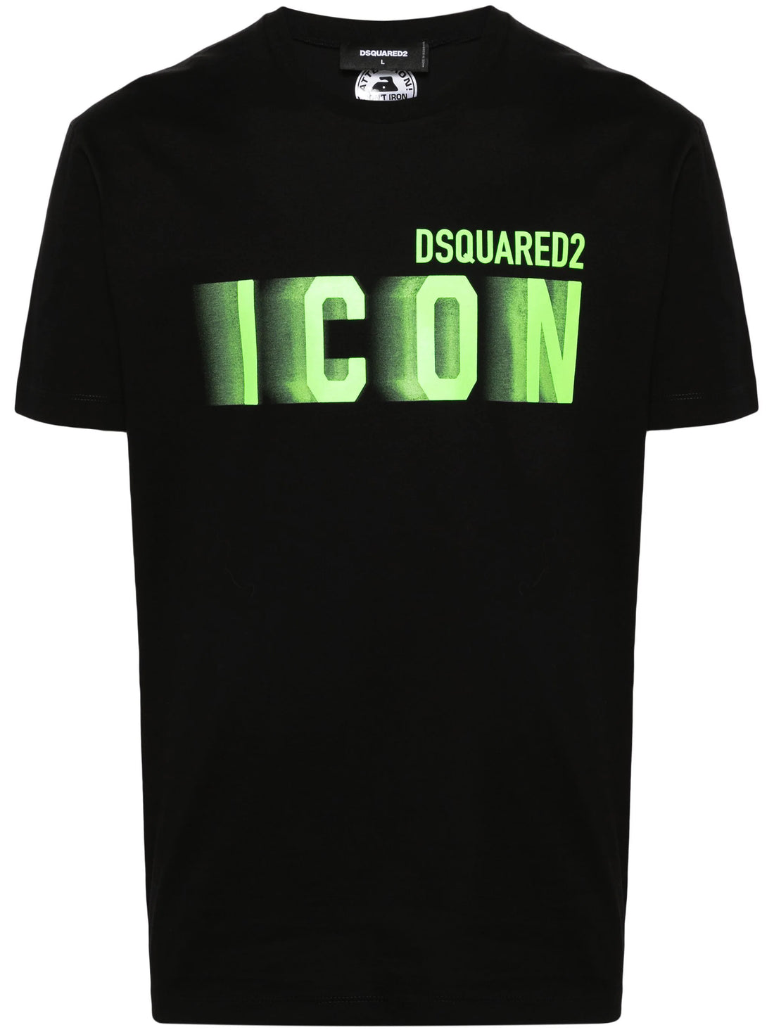DSQUARED2 Icon Blur Cool Fit Cotton T-shirt Black/Fluo Green - MAISONDEFASHION.COM
