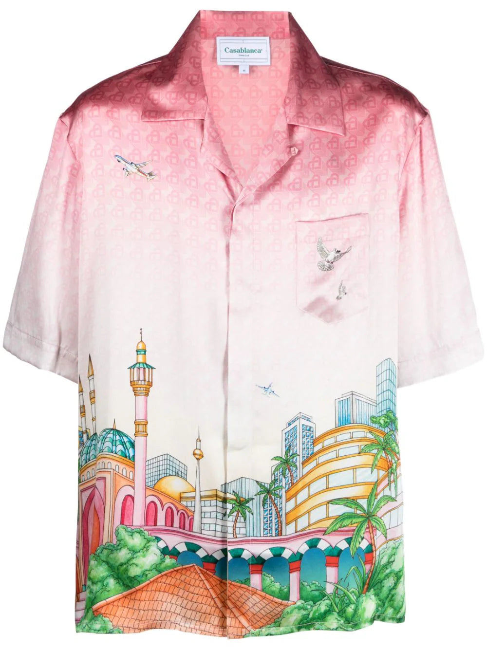 CASABLANCA Morning City View Silk Shirt Pink - MAISONDEFASHION.COM