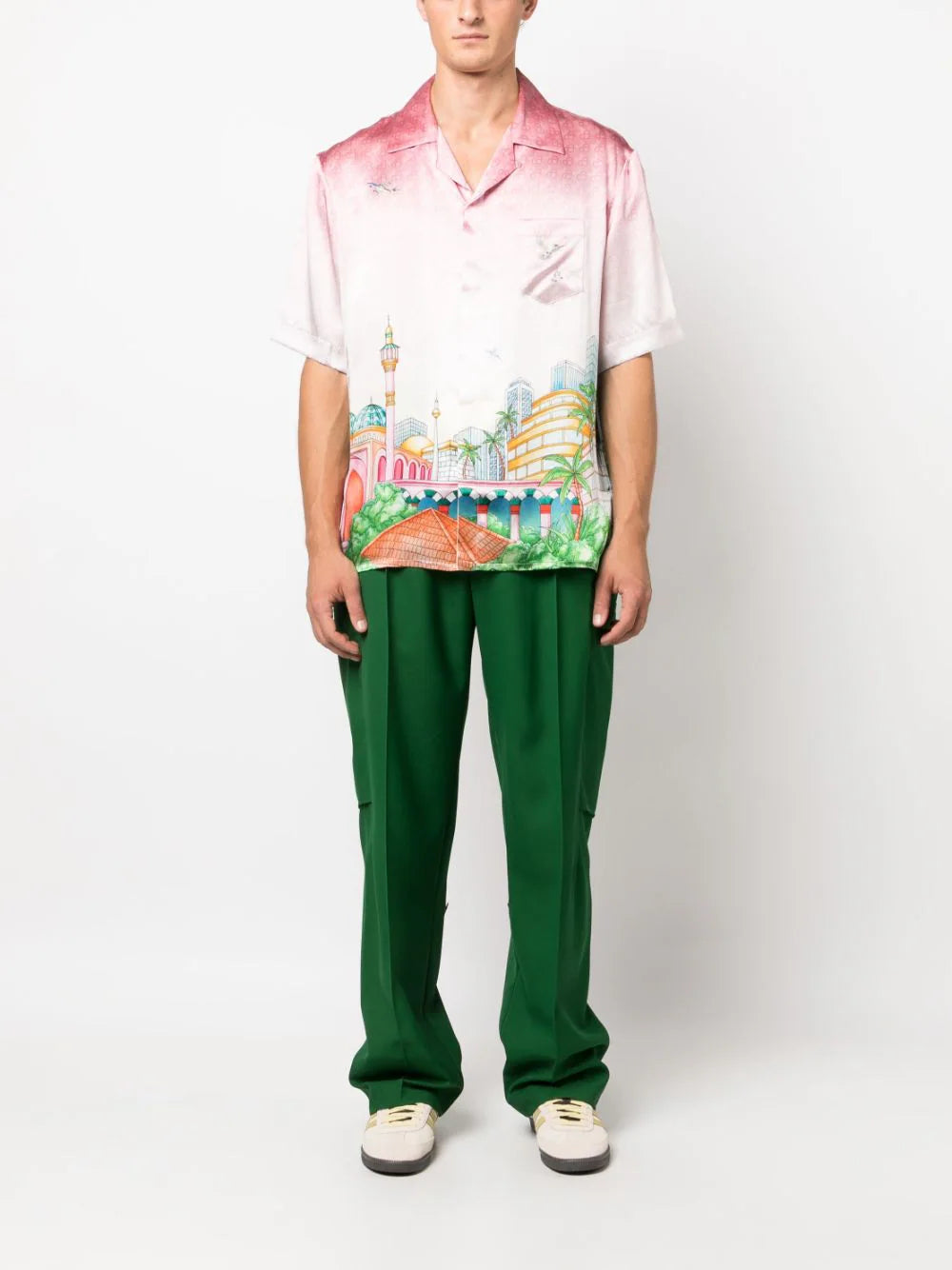 CASABLANCA Morning City View Silk Shirt Pink - MAISONDEFASHION.COM