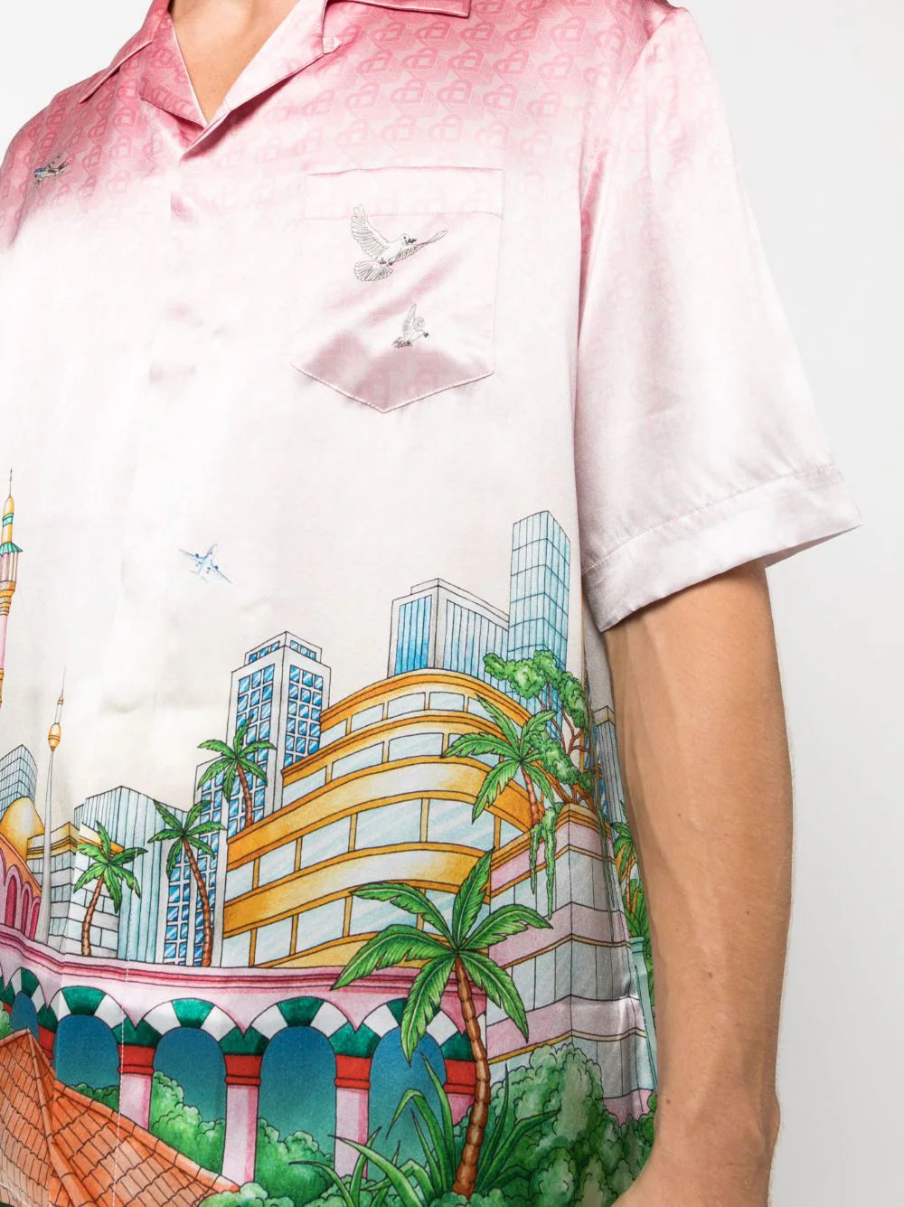 CASABLANCA Morning City View Silk Shirt Pink - MAISONDEFASHION.COM