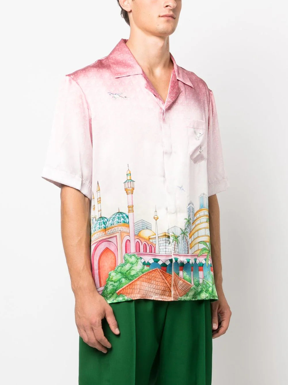 CASABLANCA Morning City View Silk Shirt Pink - MAISONDEFASHION.COM