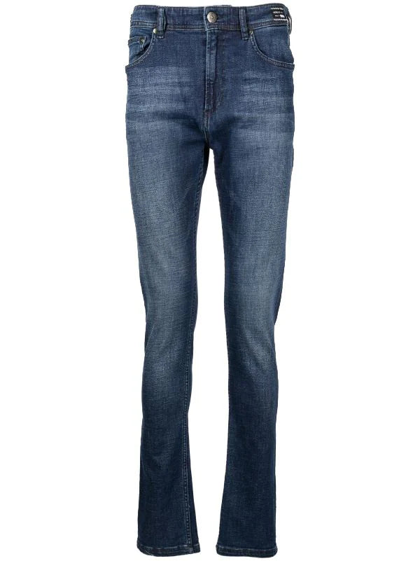 VERSACE JEANS COUTURE Logo Patch Jeans Blue Denim - MAISONDEFASHION.COM