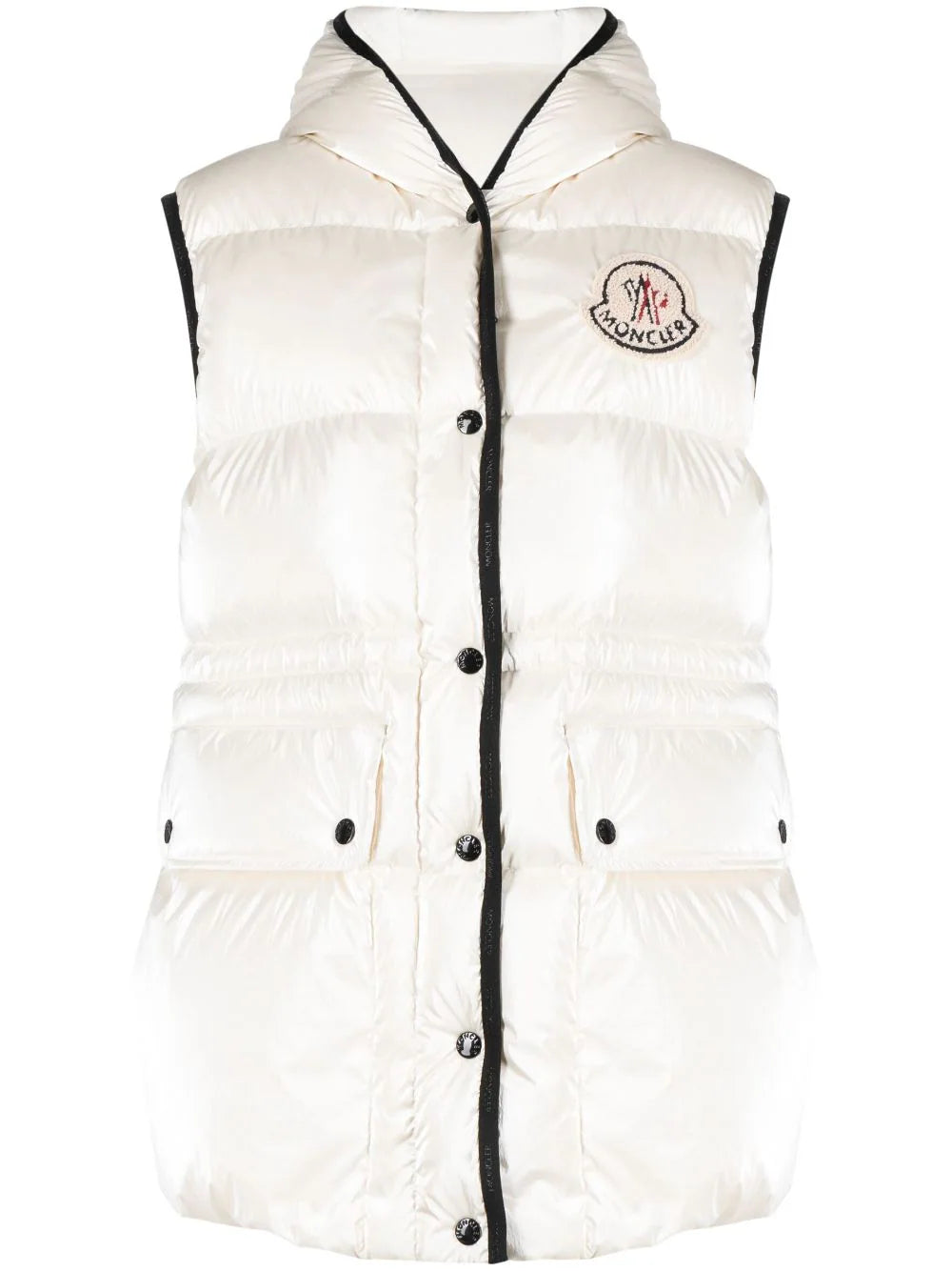 MONCLER WOMEN Hera Hooded Down Gilet White - MAISONDEFASHION.COM