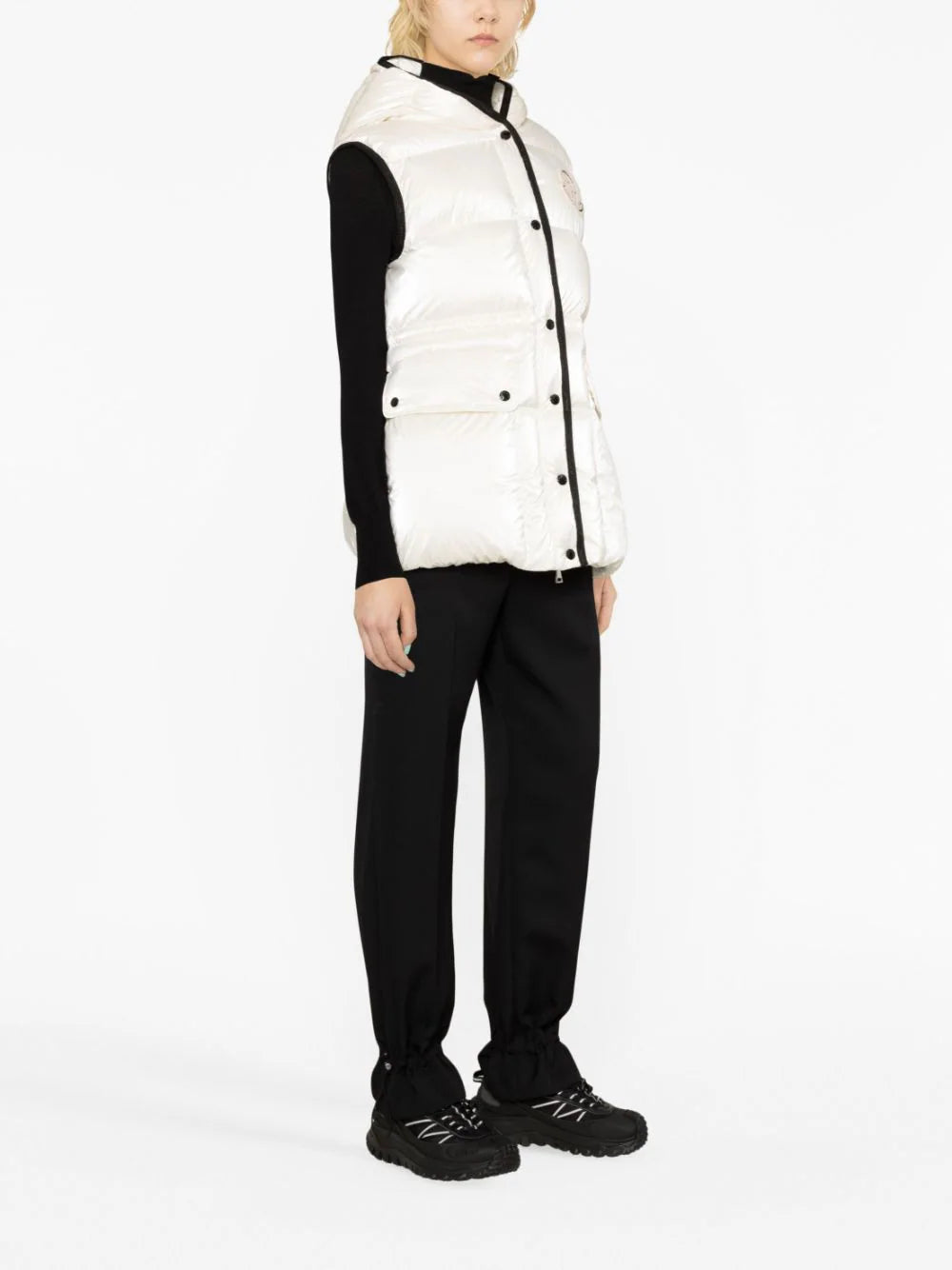 MONCLER WOMEN Hera Hooded Down Gilet White - MAISONDEFASHION.COM