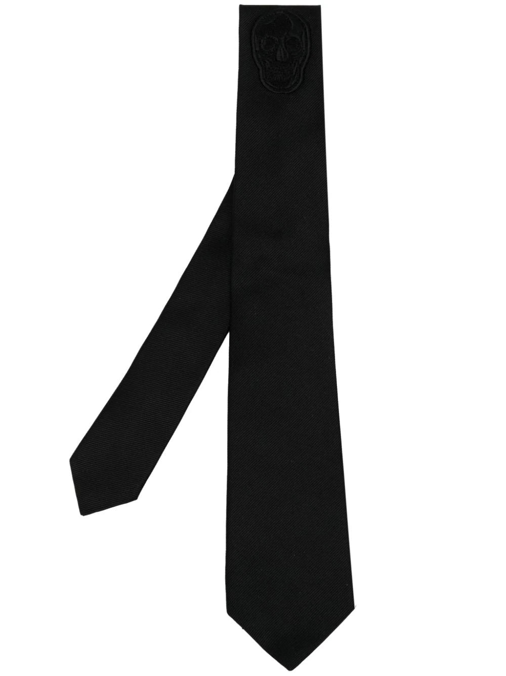 ALEXANDER MCQUEEN Skull Embroidery Tie Black - MAISONDEFASHION.COM