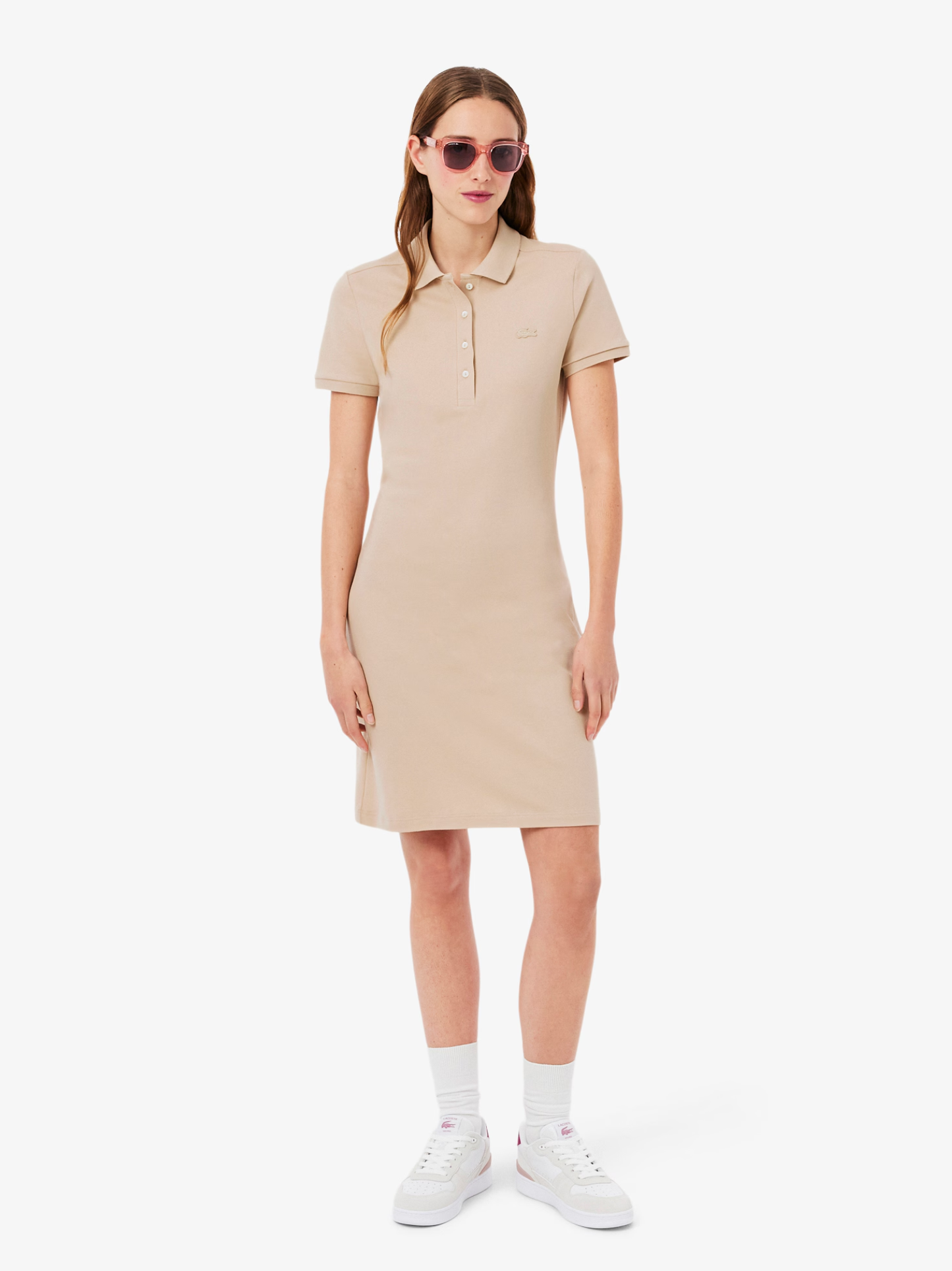 LACOSTE WOMEN Slim Fit Stretch Mini Piqué Polo Dress Beige –  MAISONDEFASHION.COM