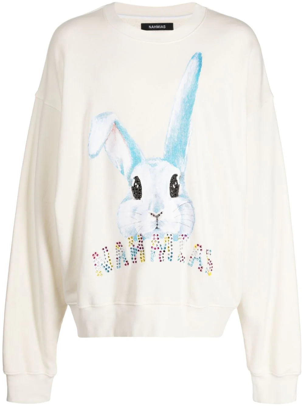 NAHMIAS Crystal Bunny Graphic-Print Cotton Sweatshirt Vintage White - MAISONDEFASHION.COM