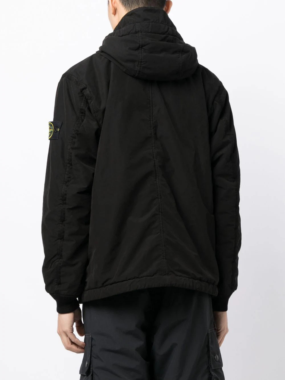 STONE ISLAND Compass Motif Hooded Jacket Black MAISONDEFASHION.COM