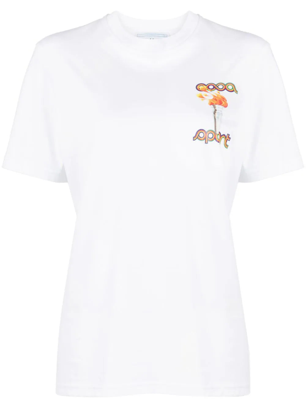 CASABLANCA WOMEN La Flamme Du Sport Printed T-Shirt White - MAISONDEFASHION.COM