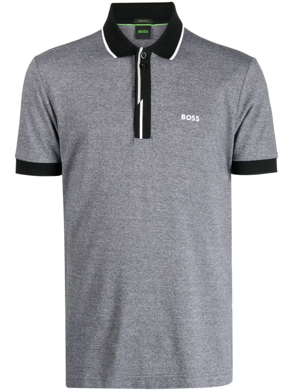 BOSS MEN Paddy 3 Embroidered-logo Short-sleeved Polo Shirt Grey/Black - MAISONDEFASHION.COM