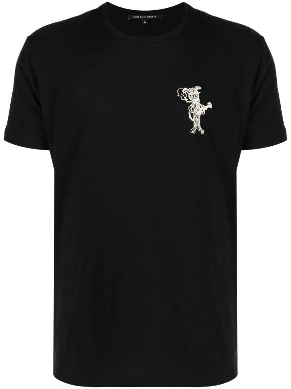 COUT DE LA LIBERTE MEN Freddie-Jamming Dog Cotton T-Shirt Black White - MAISONDEFASHION.COM