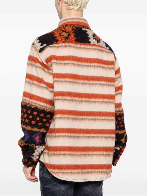 COUT DE LA LIBERTE MEN Tommy Hairy Stripe Oversized Shirt Natural Orange - MAISONDEFASHION.COM