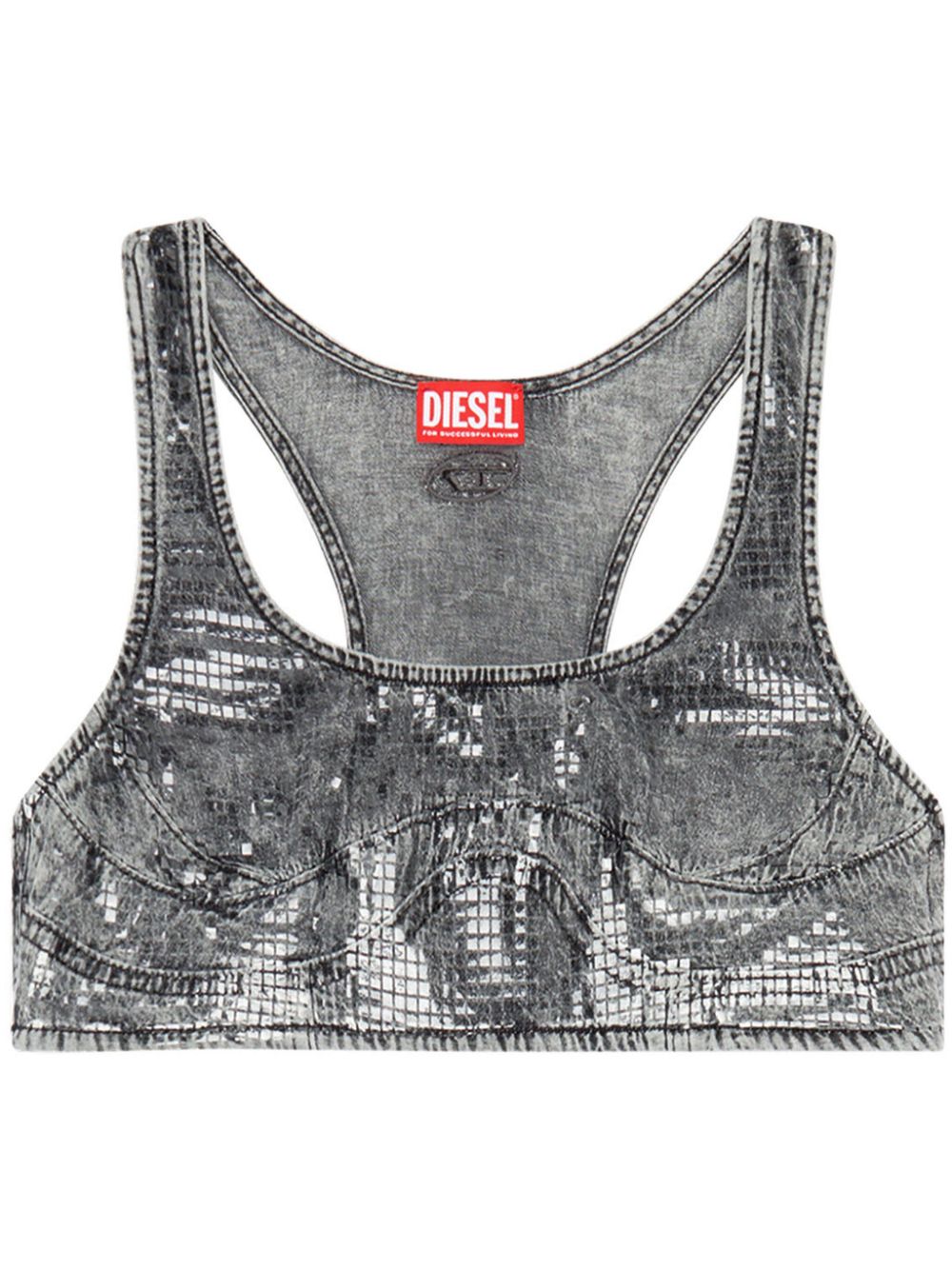 DIESEL WOMEN De-Toppy-S Tank Top Grey Black - MAISONDEFASHION.COM