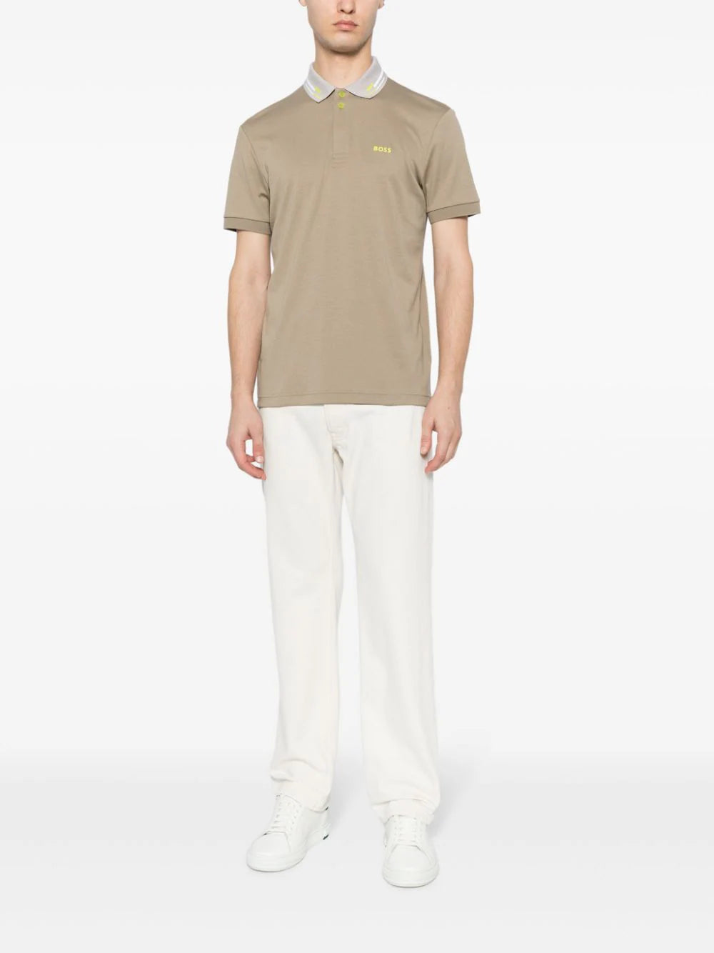 BOSS MEN Paddy 1 Short Sleeved Polo Shirt Light Pastel Green - MAISONDEFASHION.COM