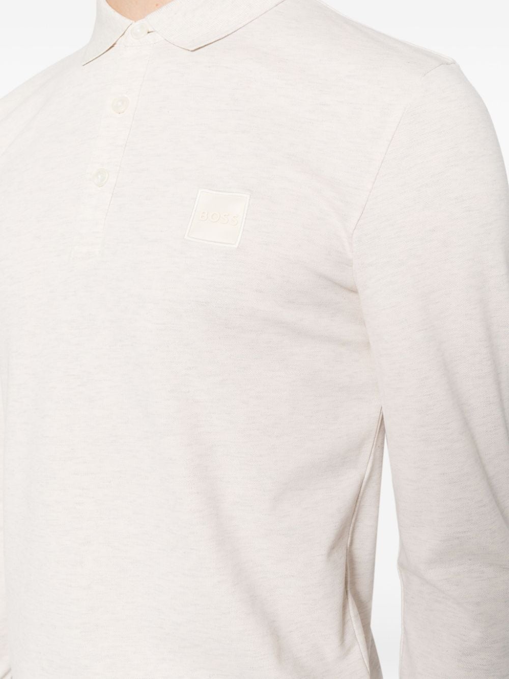 BOSS MEN Logo-Appliqué Cotton Polo Shirt Light Beige - MAISONDEFASHION.COM