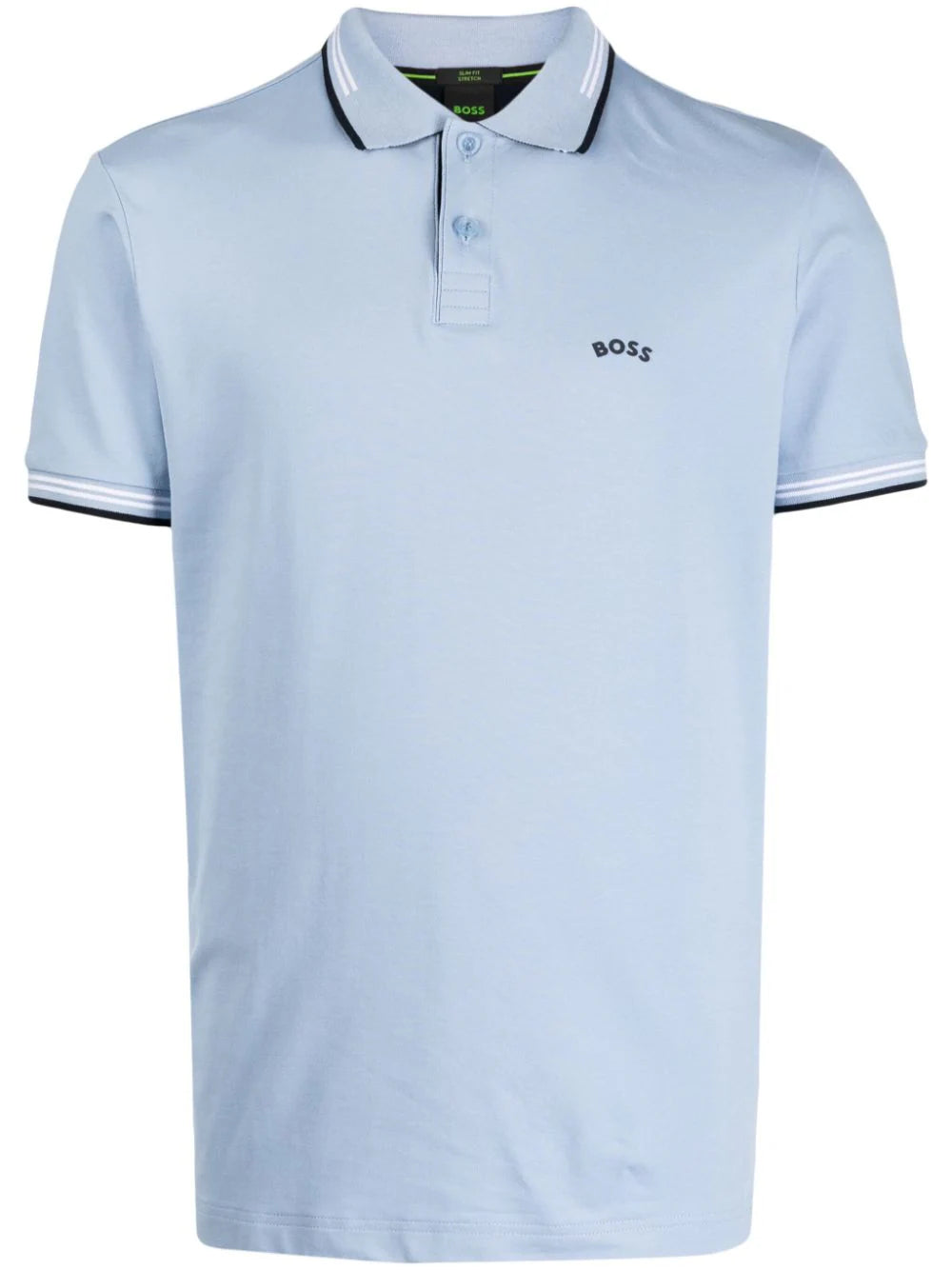 BOSS MEN Striped-Trim Cotton Short-sleeved Polo Shirt Open Blue - MAISONDEFASHION.COM