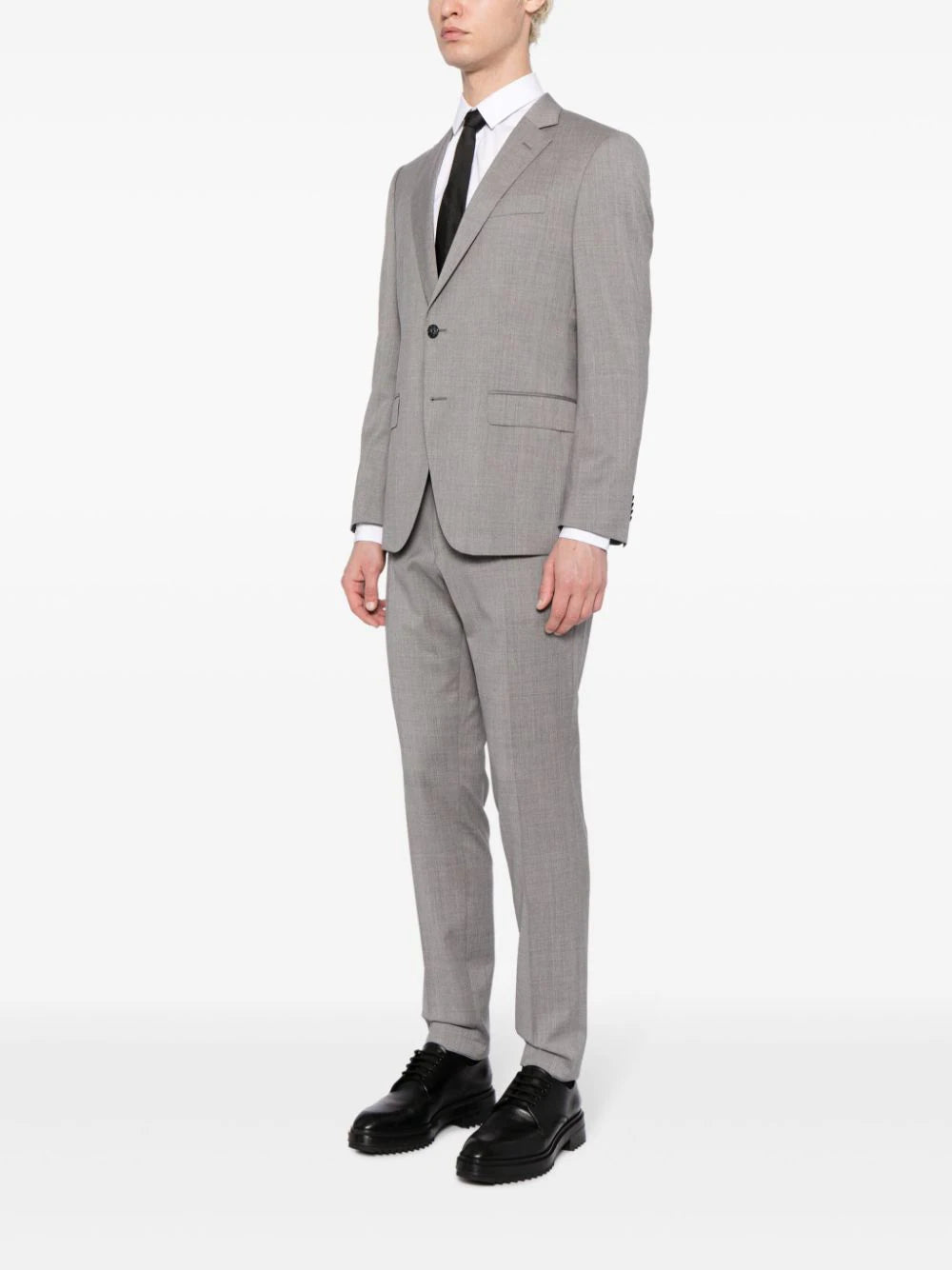 BOSS MEN Slim Fit Stretch Tailoring Suit Silver Light Grey - MAISONDEFASHION.COM