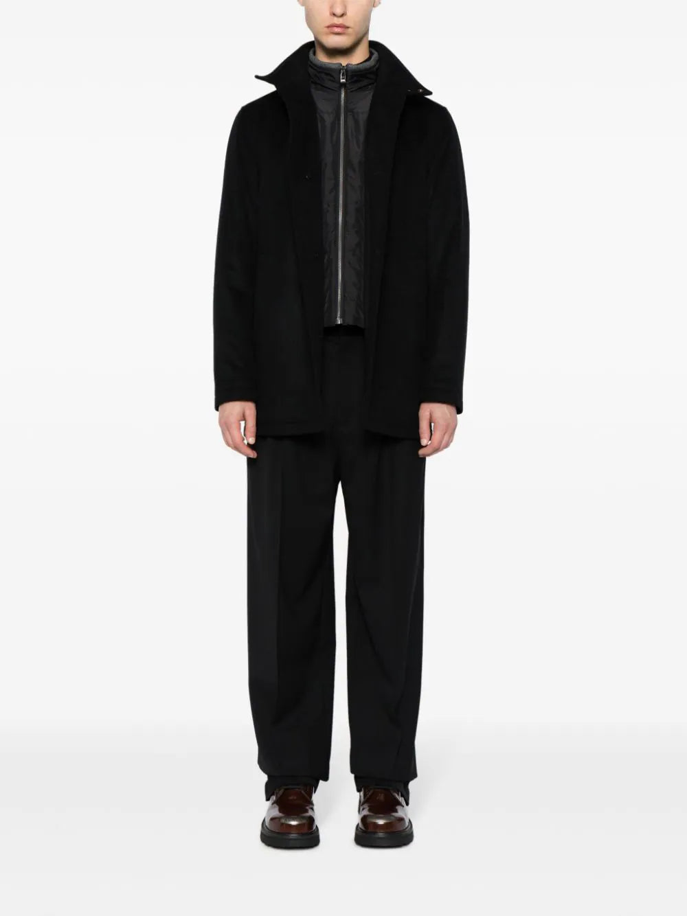 BOSS MEN Single-Breasted Fit Cashmere Wool Coat Black - MAISONDEFASHION.COM