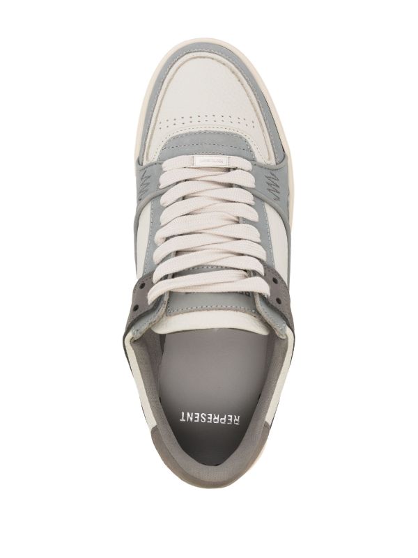 REPRESENT MEN Apex Panelled Sneakers Triple Grey Charcoal Vintage White - MAISONDEFASHION.COM