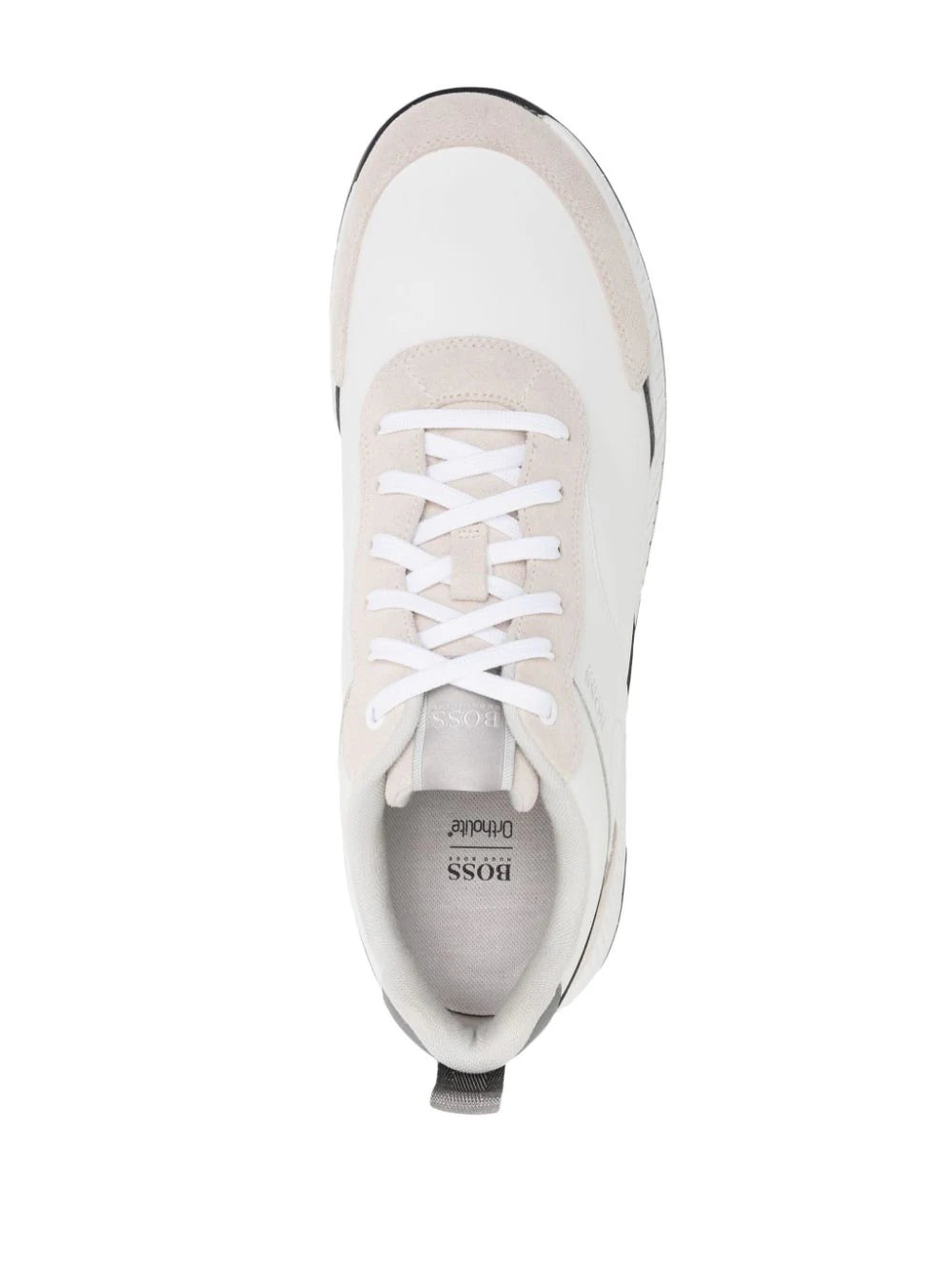 BOSS Logo-Print Low Top Sneakers White Beige - MAISONDEFASHION.COM