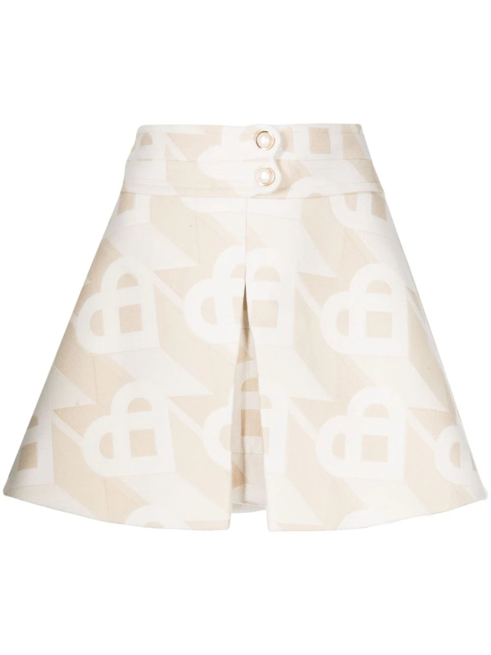 CASABLANCA WOMEN Front Pleat Double Waistband Skirt Heart Monogramme Off-White - MAISONDEFASHION.COM