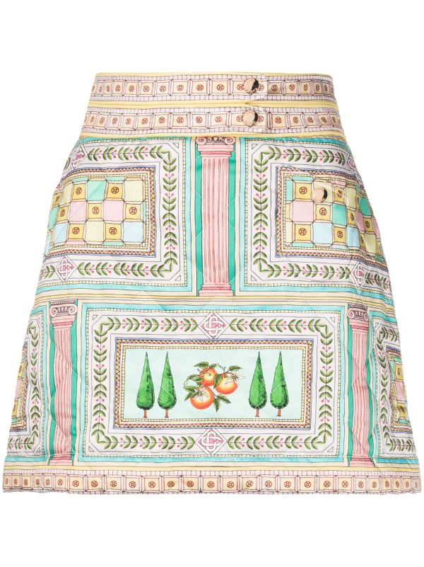 CASABLANCA WOMEN Quilted Printed Mini Skirt Le Labyrinthe Multicolour - MAISONDEFASHION.COM