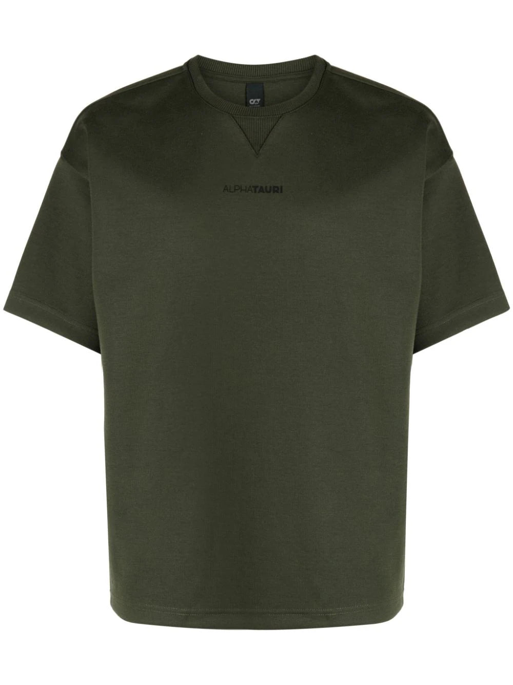ALPHA TAURI MEN Jahev V3.Y7.02 Sweat Logo T-Shirt Dark Green - MAISONDEFASHION.COM