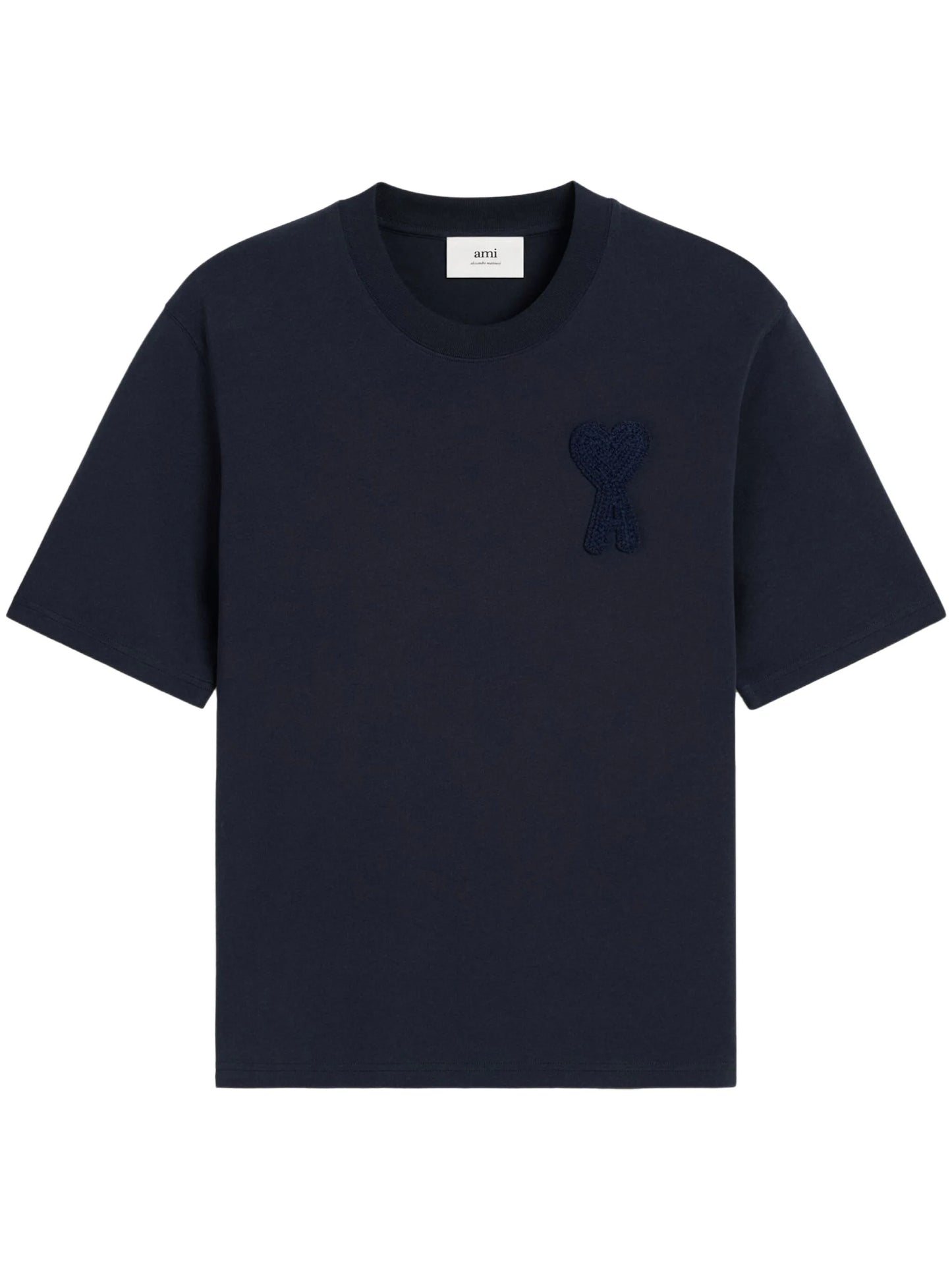 AMI ALEXANDRE MATTIUSSI Ami de Coeur Patch T-shirt Navy - MAISONDEFASHION.COM