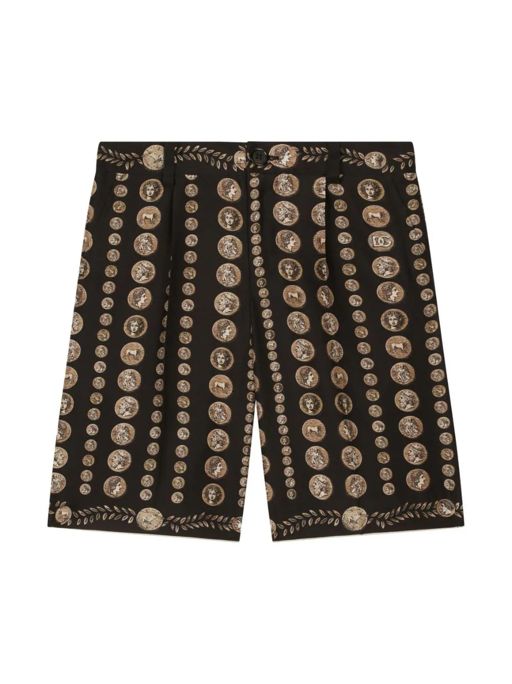 DOLCE & GABBANA KIDS Boys Coin-print Bermuda Shorts Black/Gold - MAISONDEFASHION.COM