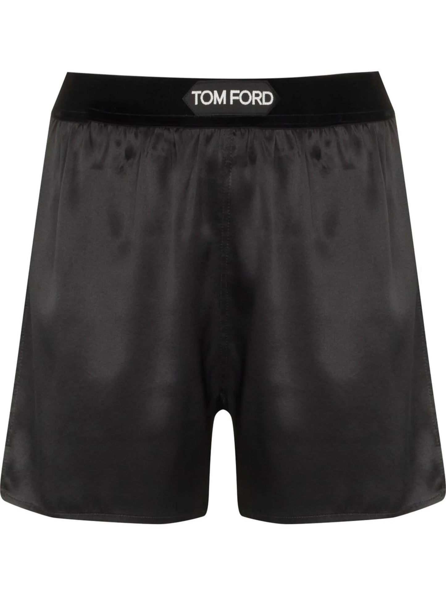 TOM FORD WOMEN Logo Waistband Silk Shorts Black - MAISONDEFASHION.COM