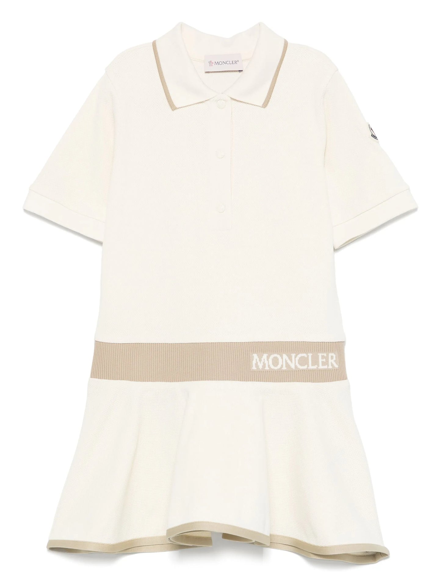 MONCLER KIDS Girls Piquet Polo Dress White - MAISONDEFASHION.COM