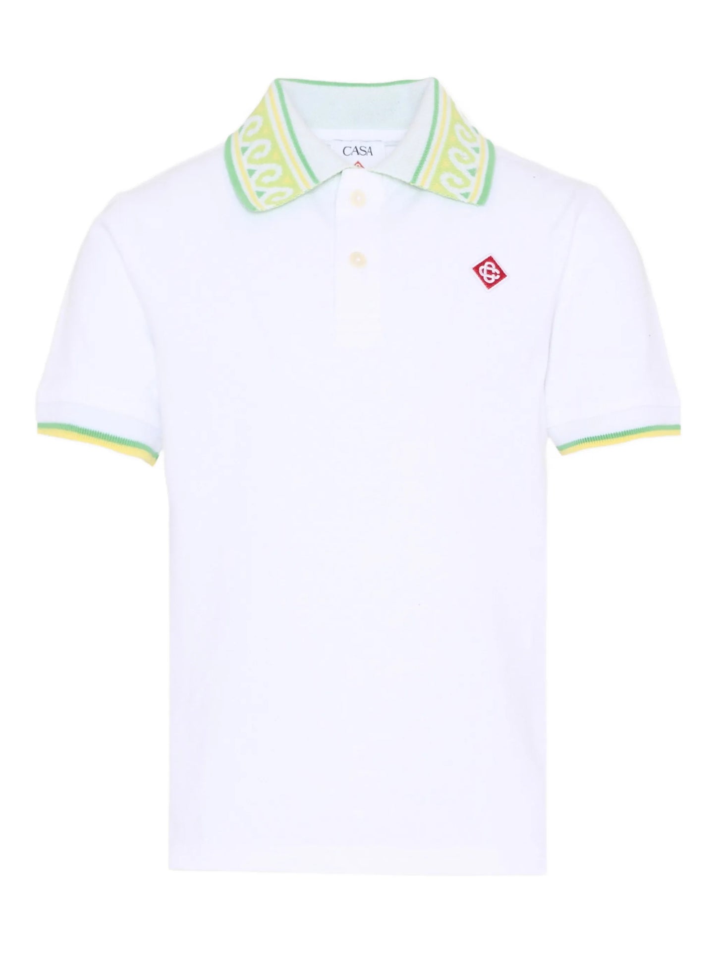 CASABLANCA KIDS Boys Laurel Collar Polo White - MAISONDEFASHION.COM