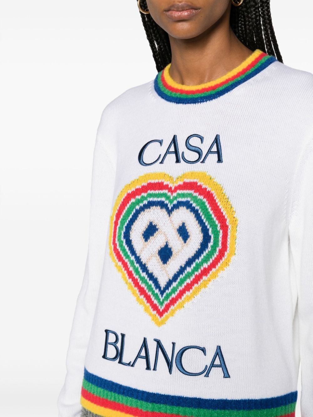 CASABLANCA WOMEN Heart Casa Brand Jumper White - MAISONDEFASHION.COM