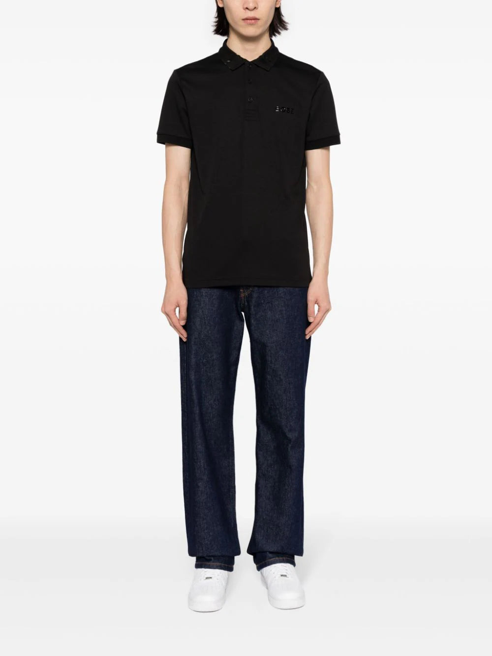 BOSS MEN Paule Mirror Slim-Fit Polo Shirt Black - MAISONDEFASHION.COM