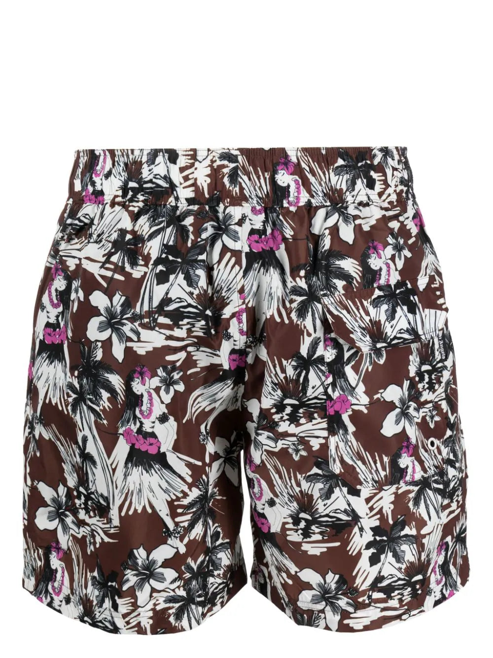 PALM ANGELS MEN Palmity Allover Swim Shorts Brown - MAISONDEFASHION.COM