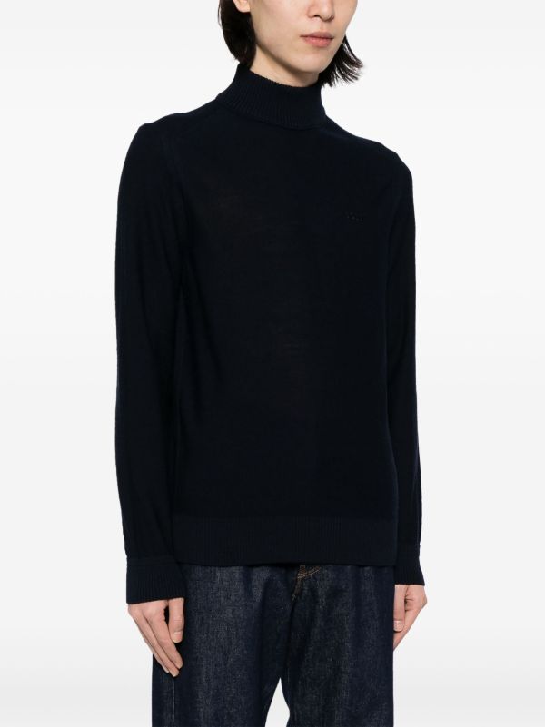 BOSS MEN Regular-Fit Long-Sleeved Turtleneck Sweater Dark Blue - MAISONDEFASHION.COM