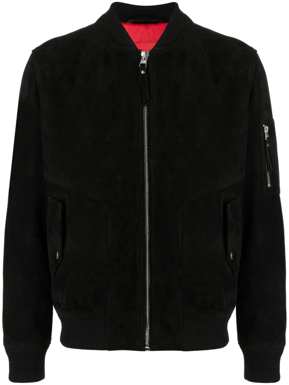 HUGO MEN Suede Regular-Fit Bomber Jacket Black - MAISONDEFASHION.COM