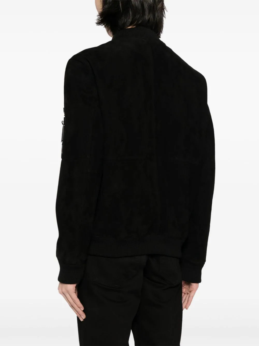 HUGO MEN Suede Regular-Fit Bomber Jacket Black - MAISONDEFASHION.COM