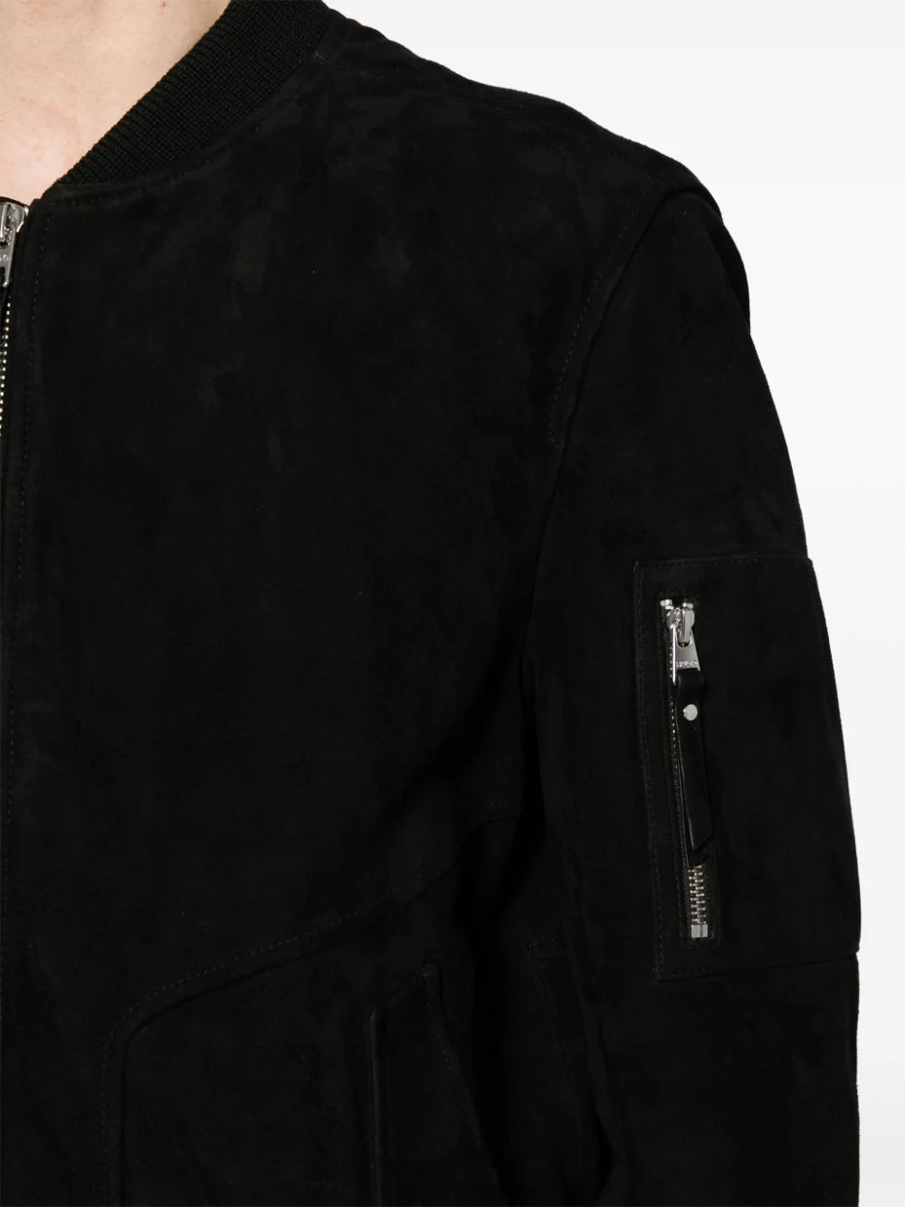 HUGO MEN Suede Regular-Fit Bomber Jacket Black - MAISONDEFASHION.COM